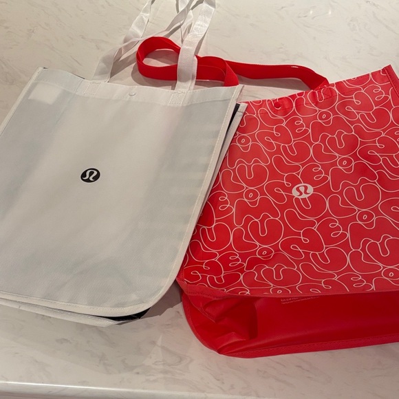 Lot of 2 Lululemon athletica Red and White Totes - Picture 1 of 2